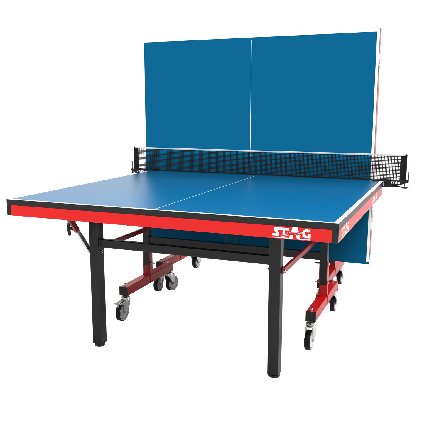 STAG GLOBAL Deluxe 1000 DX Table Tennis Table | 25mm Blue Top with 2 TT Rackets | 6 Balls | 1 Table Cover & Clamp Net