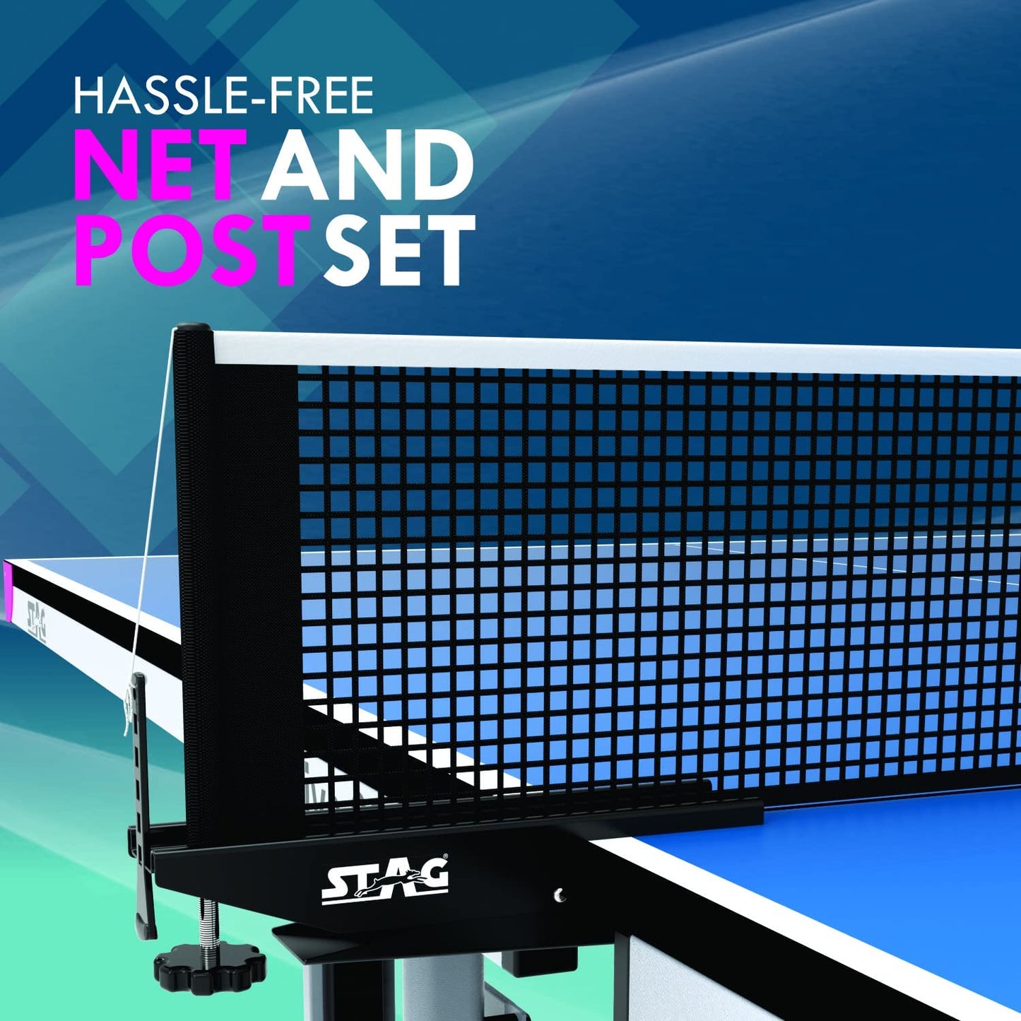 STAG GLOBAL Active Series Table Tennis Table With 2 Racket, 6 Balls, Clamp Net, 1 Cover