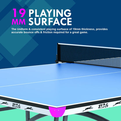 STAG GLOBAL Active Series Table Tennis Table With 2 Racket, 6 Balls, Clamp Net, 1 Cover