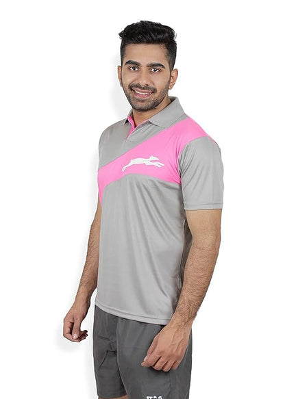 Stag Men's Solid Regular Fit T-Shirt (Model: Aim (Black/Green and Light Grey/ Pink)