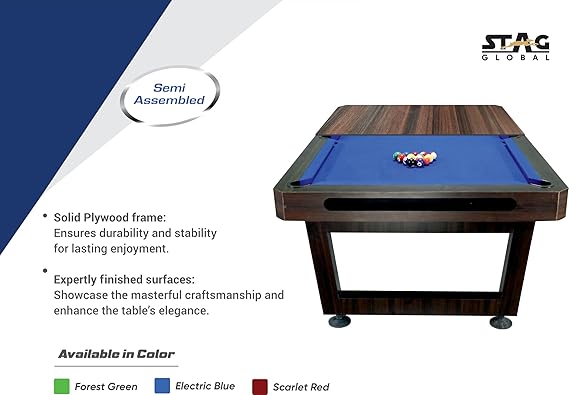 STAG GLOBAL 3 in 1 Pool Table with Table Tennis Table and Dinning Table | 4 feet x 8 feet | Wooden Table | All Accessories Included