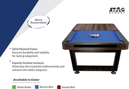 STAG GLOBAL 3 in 1 Pool Table with Table Tennis Table and Dinning Table | 4 feet x 8 feet | Wooden Table | All Accessories Included