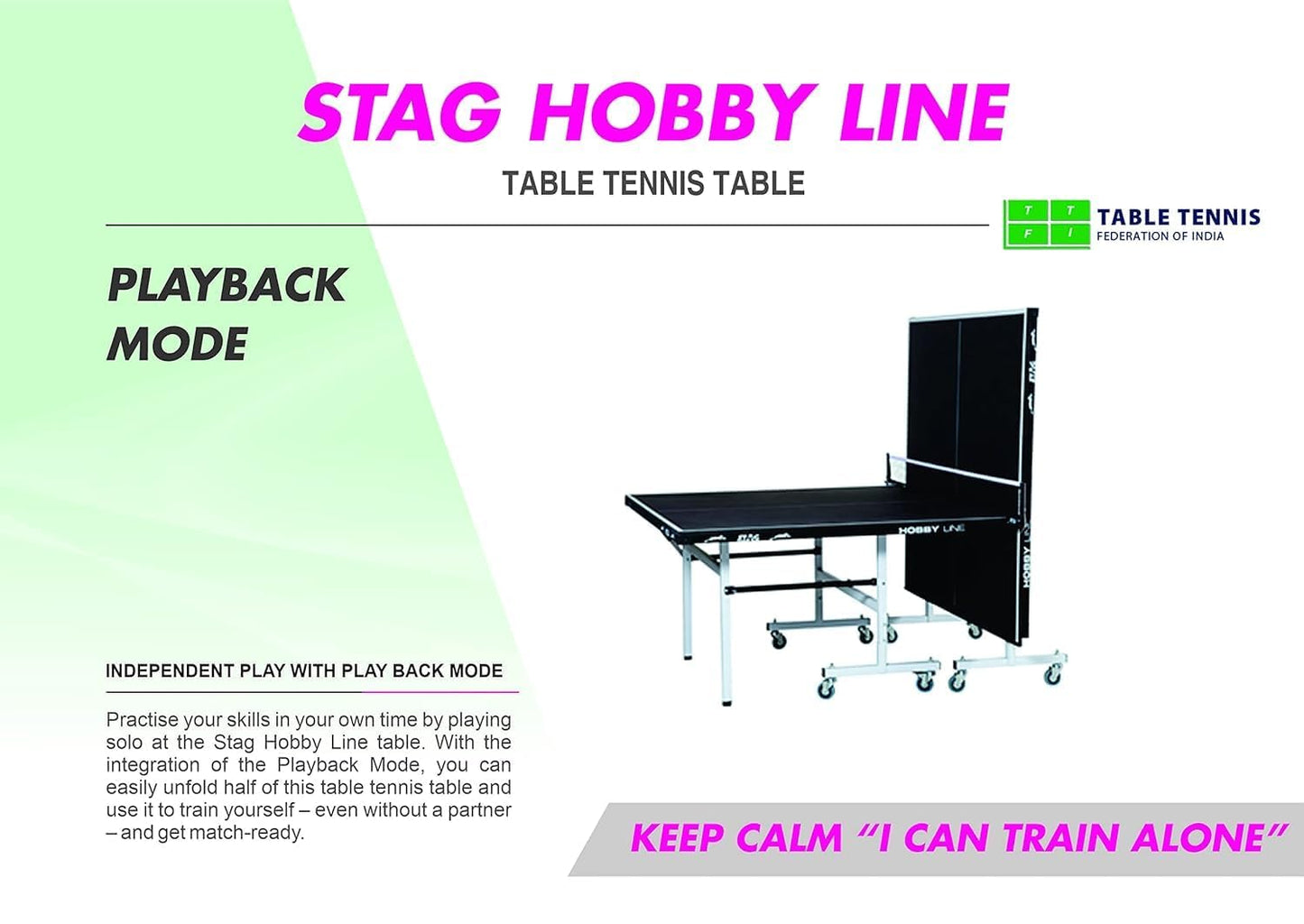 STAG GLOBAL Hobby Line 19mm Full-Size Table Tennis Table | with 2 TT Rackets | 6 Balls | 1 Table Cover | Clamp Net