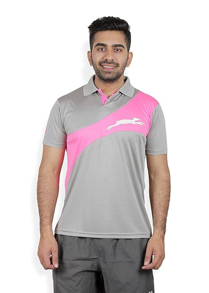 Stag Men's Solid Regular Fit T-Shirt (Model: Aim (Black/Green and Light Grey/ Pink)