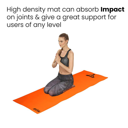 Stag Yoga Mantra Plain Orange Mat With Strap, 6MM Thickness