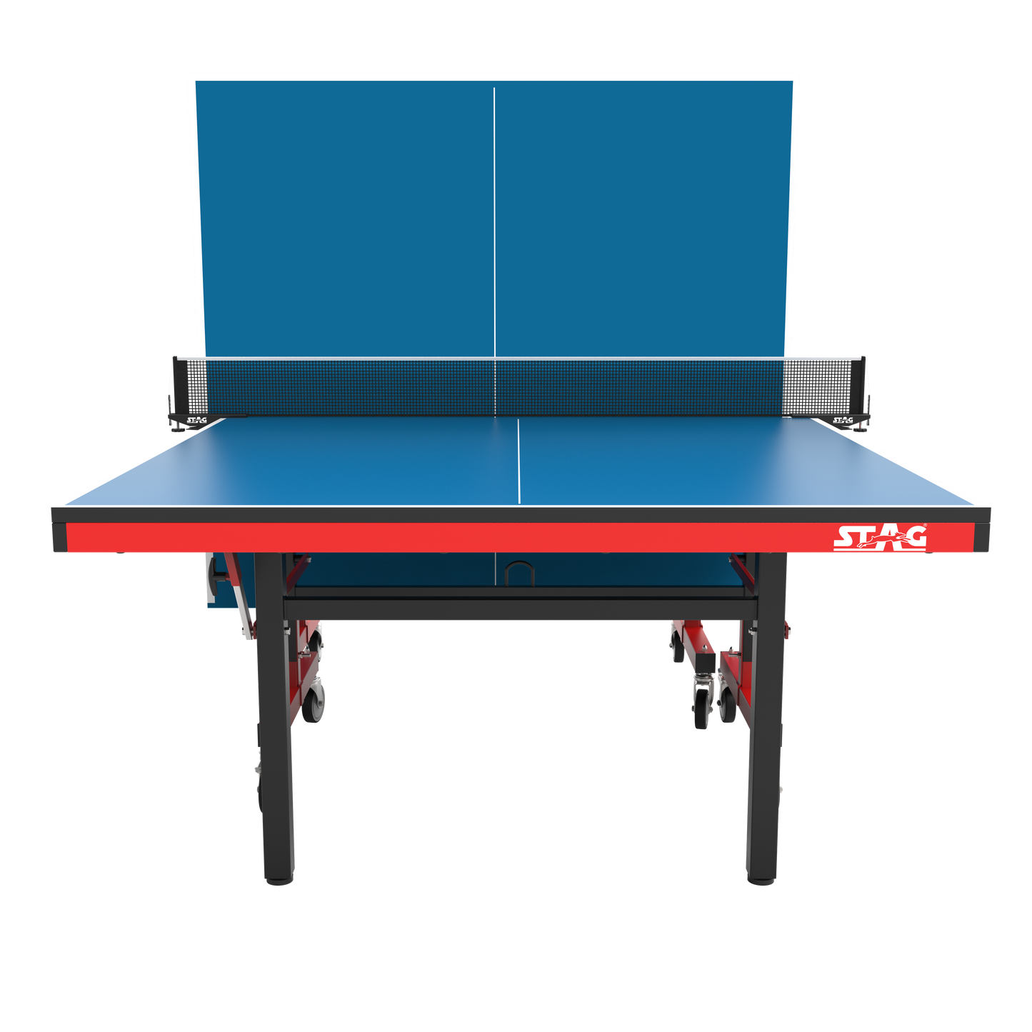STAG GLOBAL Deluxe 1000 DX Table Tennis Table | 25mm Blue Top with 2 TT Rackets | 6 Balls | 1 Table Cover & Clamp Net