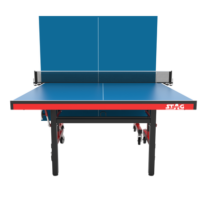 STAG GLOBAL Deluxe 1000 DX Table Tennis Table | 25mm Blue Top with 2 TT Rackets | 6 Balls | 1 Table Cover & Clamp Net