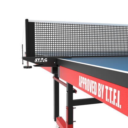 STAG GLOBAL Deluxe 1000 DX Table Tennis Table | 25mm Blue Top with 2 TT Rackets | 6 Balls | 1 Table Cover & Clamp Net