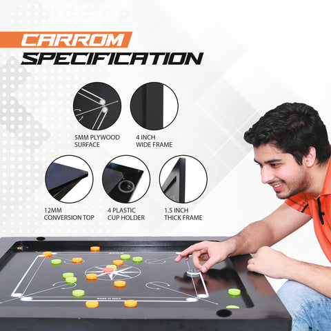 STAG GLOBAL FLEX 3-in-1 Multi-Game Table – Chess, Cards & Carrom – Foldable & Sturdy Design for Home, Clubs & Offices – alternate view