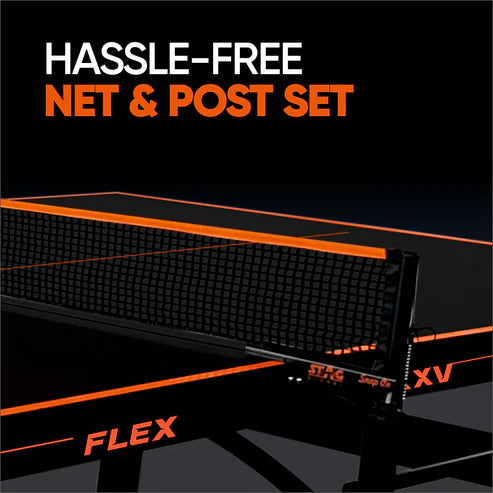 STAG GLOBAL Flex Table Tennis Table Black Top Thickness 22mm with 2 TT Rackets, 6 Balls, 1 Table Cover & Clamp Net