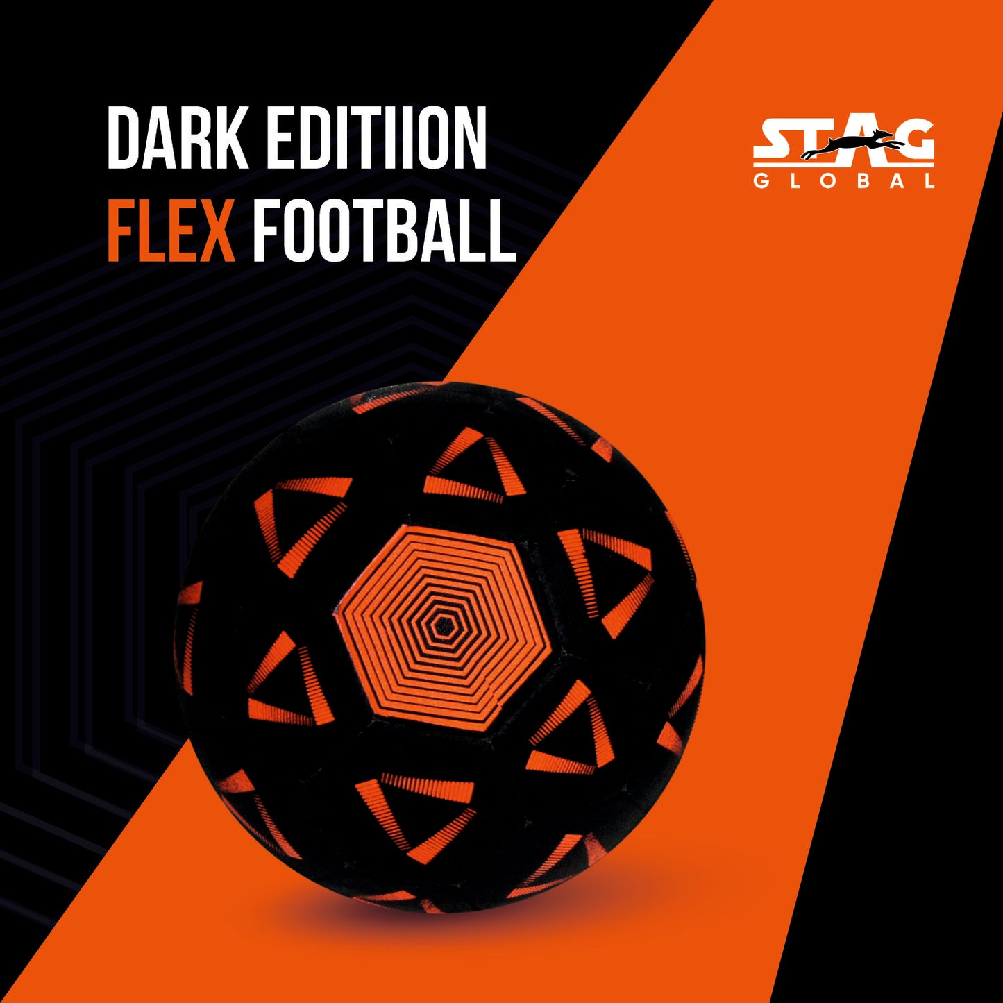 Stag Global Flex Street Football - Size: 5  (Pack of 1, Black/orange)