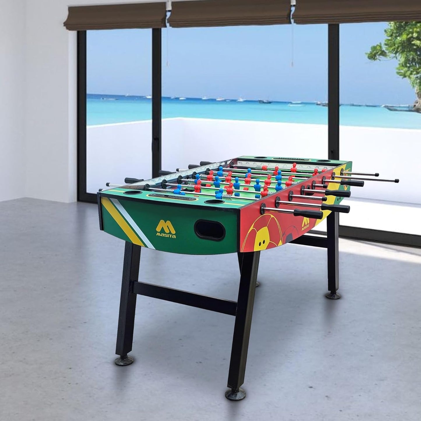 Masita Competition Series  Foosball Table | Indoor Sports Game Table | 2-4 Player Soccer Table Game | 3 Black & white balls 1 Screw Driver