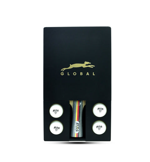 STAG GLOBAL Table Tennis Vegan Leather Case with Black Wooden  Box Bat Cover Free Size Note : Bat & Balls  Not Included