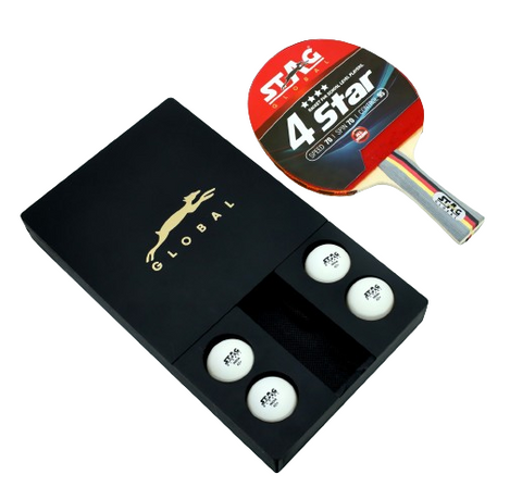 STAG GLOBAL Table Tennis Vegan Leather Case with Black Wooden  Box Bat Cover Free Size Note : Bat & Balls  Not Included – alternate view
