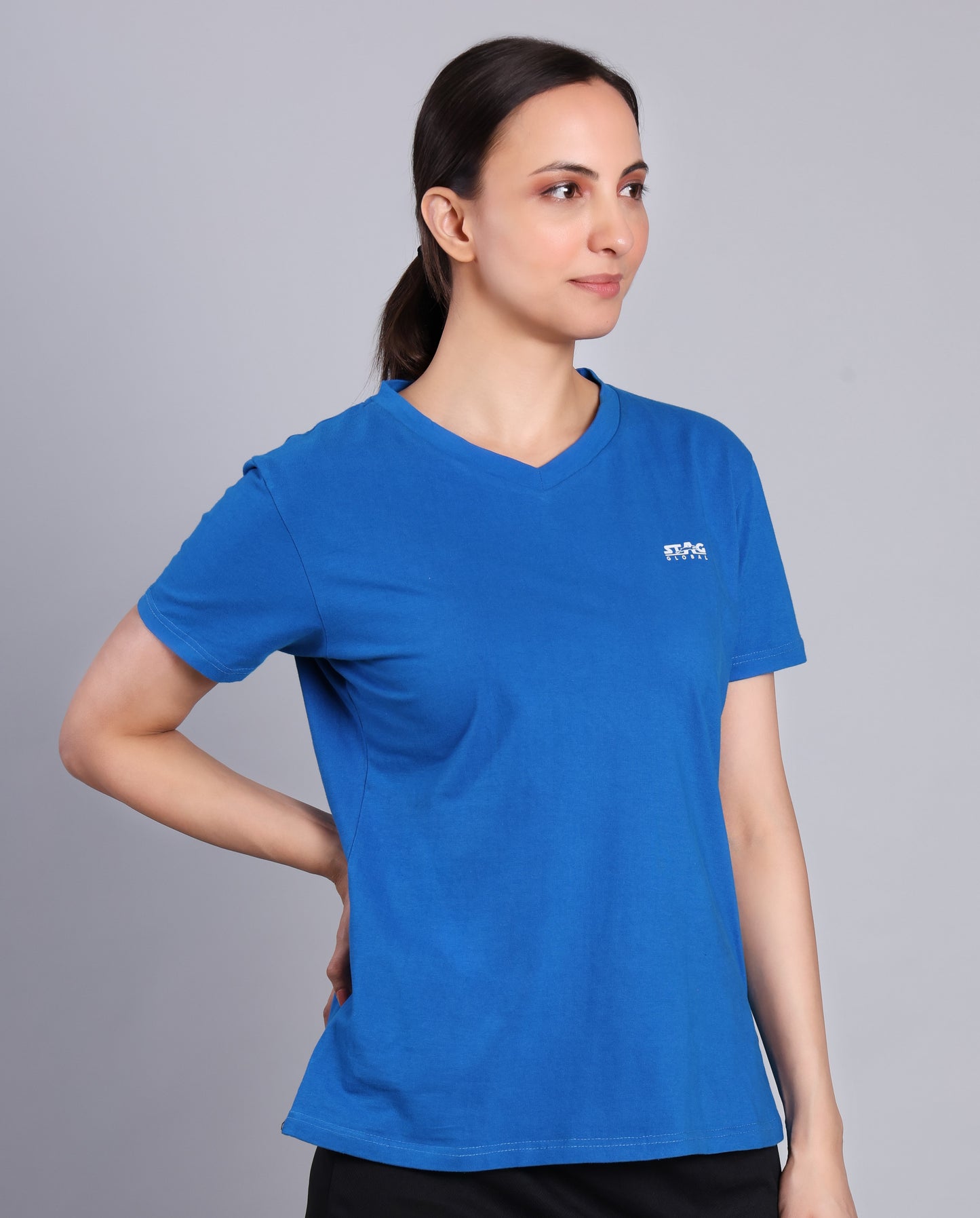 STAG GLOBAL Bliss Women's 100% Cotton V-Neck T-Shirt | Lightweight |  All-Day Comfort