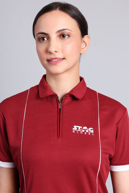 STAG GLOBAL Crossover Women's Polo T-Shirt |  100% Polyester | Lightweight | All-Day Comfort