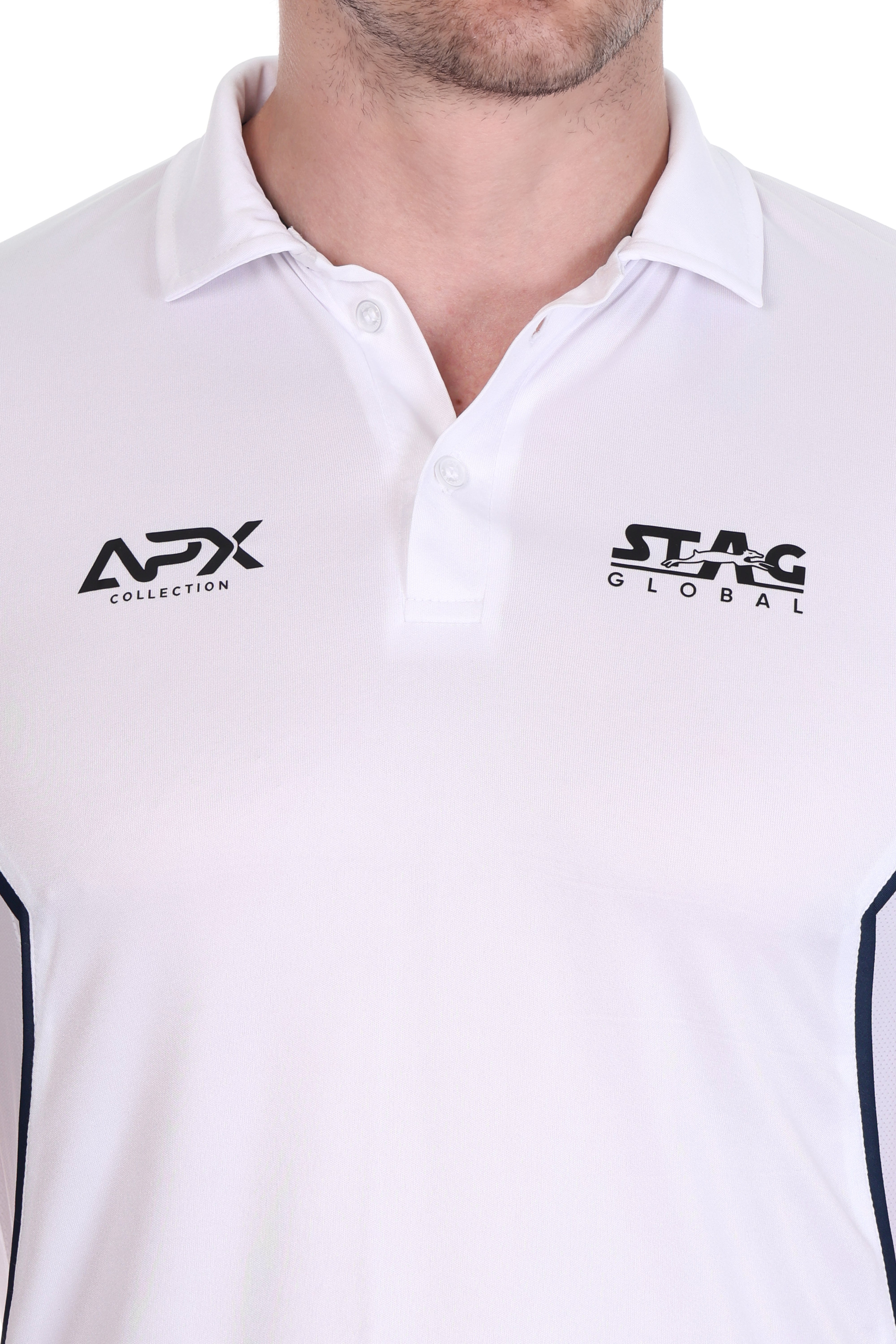 Stag Global APX Pure White Half Sleeve Sports Set for Men & Women | Collared T-Shirt with Track Pant | Moisture Wicking | 4-Way Stretch