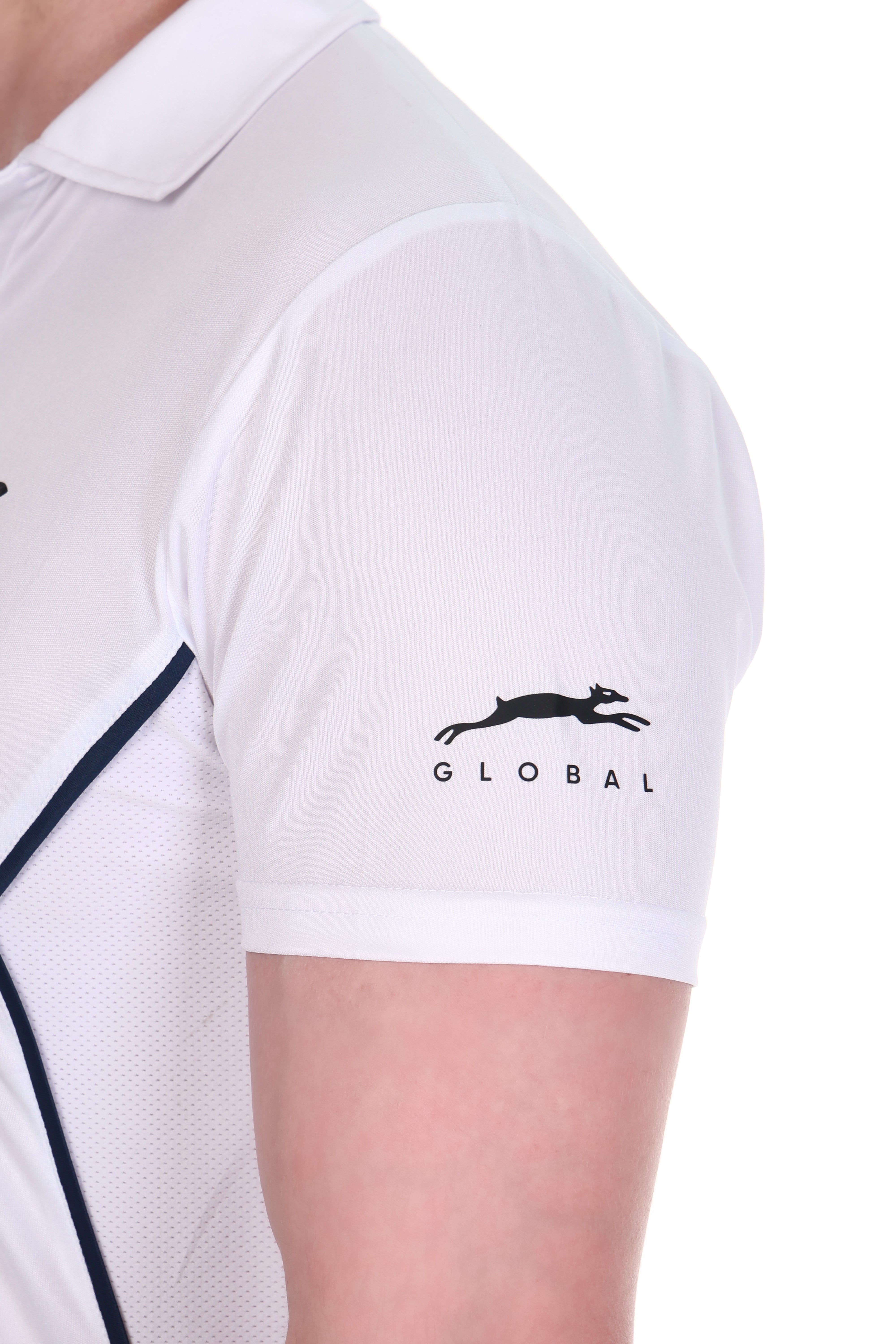 Stag Global APX Pure White Sports T-Shirt for Men | Half Sleeve Collar Neck | 4-Way Stretch | Moisture Wicking | 140 GSM Interlock Fabric