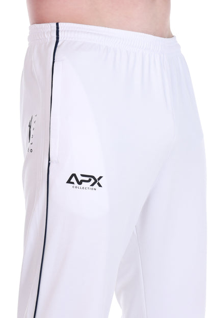 Stag Global APX Pure White Sports Track Pant for Men | Interlock Fabric | 140 GSM | Stretchable Athletic Lower