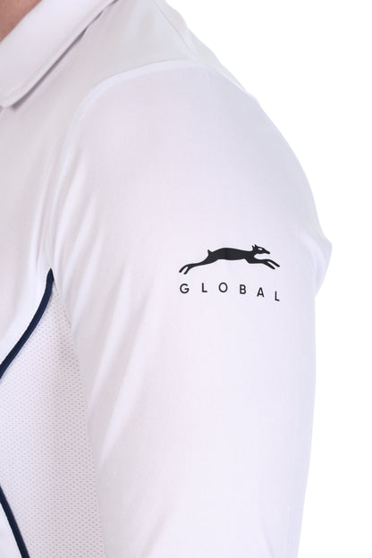 Stag Global APX Pure White Full Sleeve Sports T-Shirt for Men | Collar Neck | 4-Way Stretch | Moisture Wicking | 140 GSM