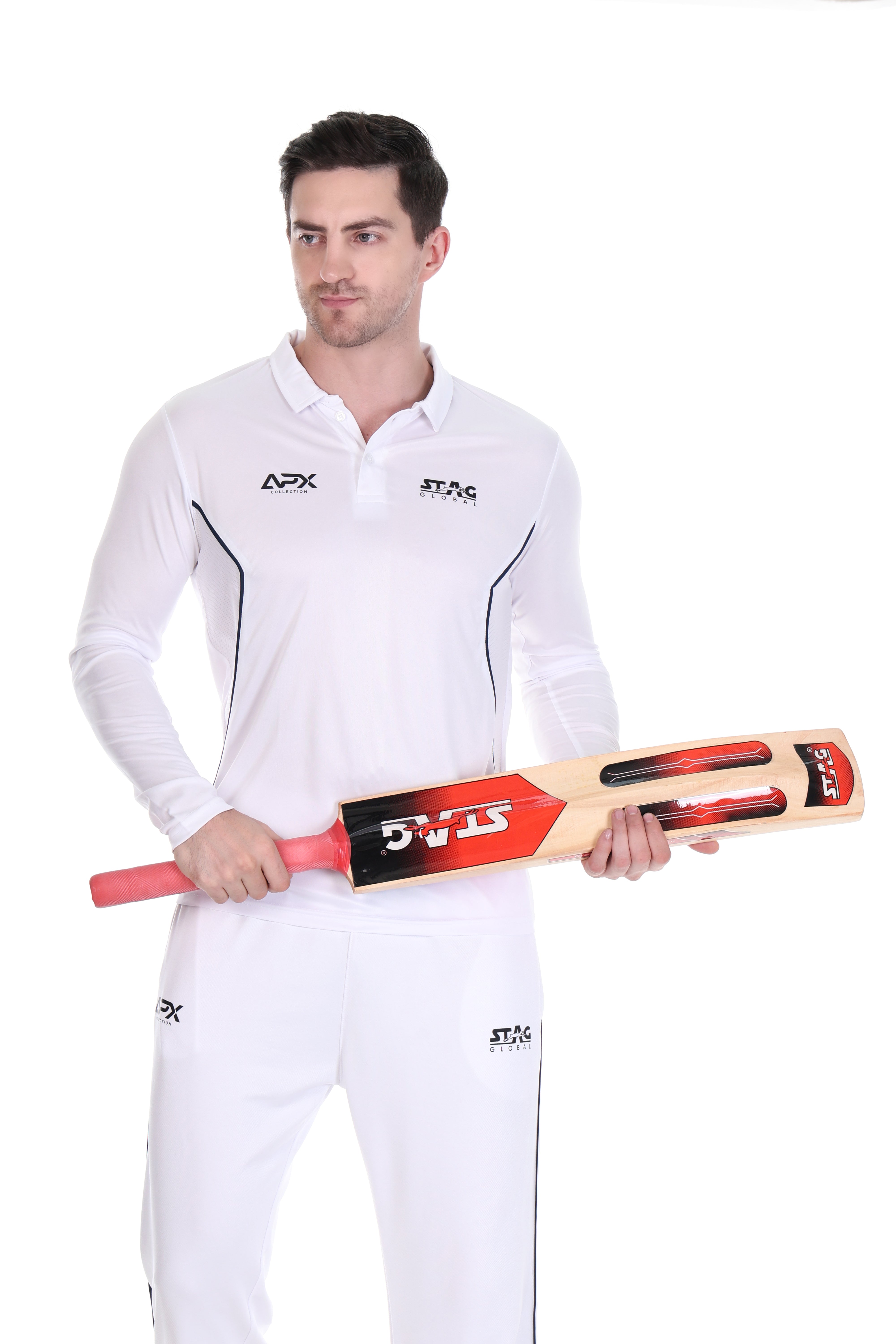 Stag Global APX Pure White Full Sleeve Sports T-Shirt for Men | Collar Neck | 4-Way Stretch | Moisture Wicking | 140 GSM