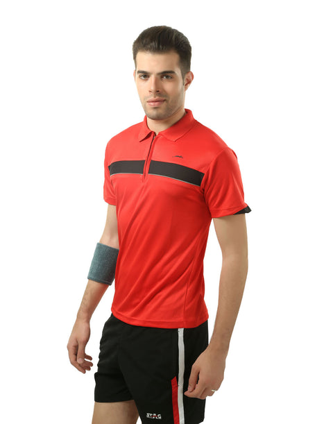STAG GLOBAL Stripe  Men's Athletic Fit Polo T-Shirt | Solid Sportswear for Active & Casual Use – alternate view