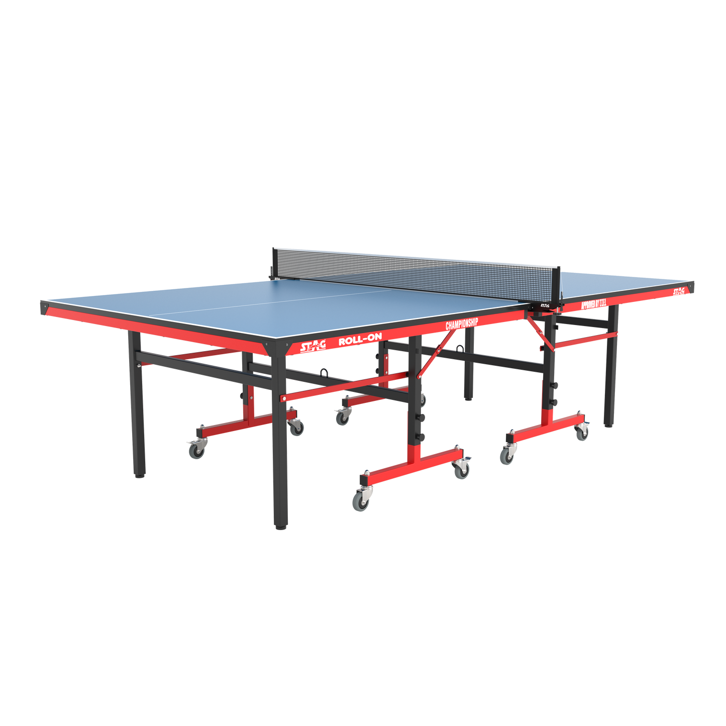 STAG GLOBAL Championship Roll-On Table Tennis  TT Table – 22mm Top Thickness with 2 TT Rackets, 6 Balls, 1 Table Cover & Clamp Net