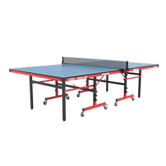 STAG GLOBAL Championship Roll-On Table Tennis  TT Table – 22mm Top Thickness with 2 TT Rackets, 6 Balls, 1 Table Cover & Clamp Net