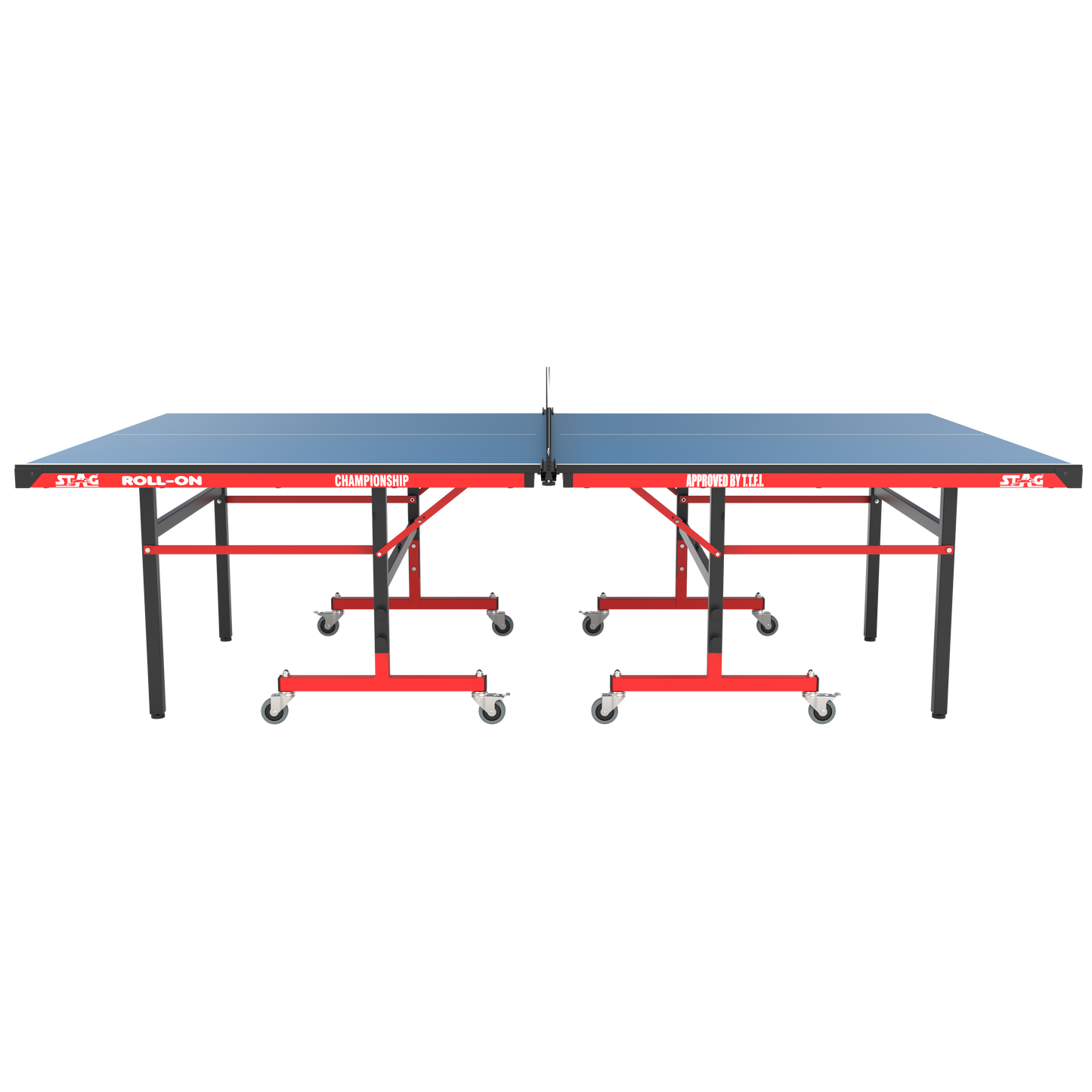 STAG GLOBAL Championship Roll-On Table Tennis  TT Table – 22mm Top Thickness with 2 TT Rackets, 6 Balls, 1 Table Cover & Clamp Net