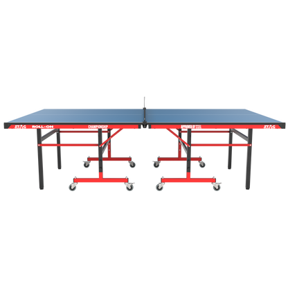 STAG GLOBAL Championship Roll-On Table Tennis  TT Table – 22mm Top Thickness with 2 TT Rackets, 6 Balls, 1 Table Cover & Clamp Net