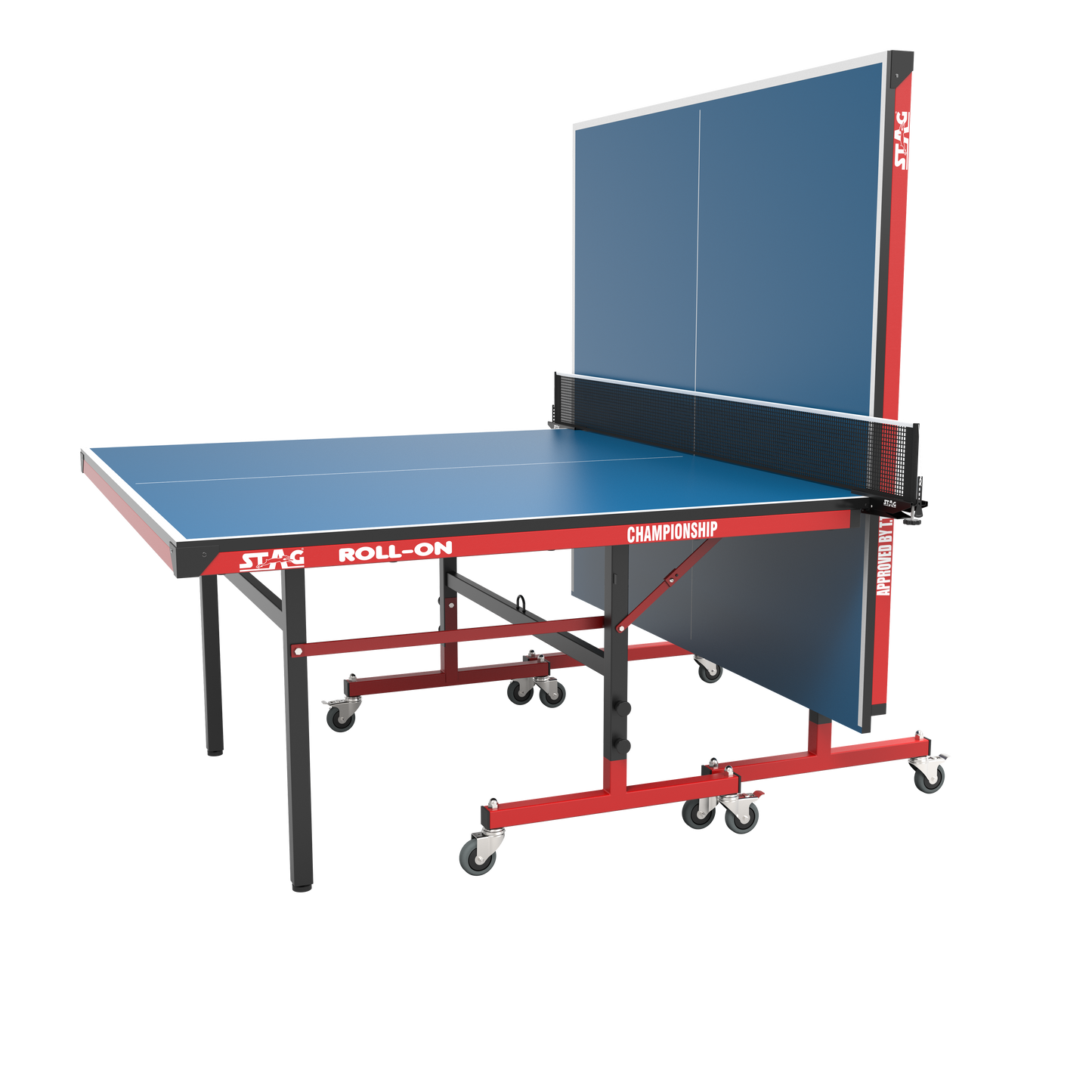 STAG GLOBAL Championship Roll-On Table Tennis  TT Table – 22mm Top Thickness with 2 TT Rackets, 6 Balls, 1 Table Cover & Clamp Net