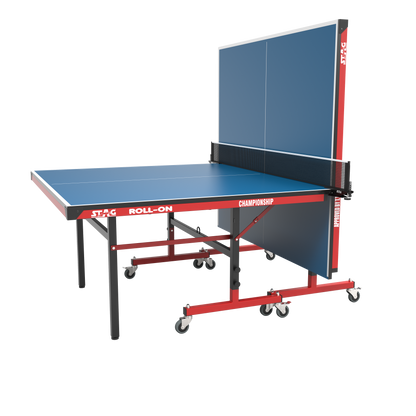 STAG GLOBAL Championship Roll-On Table Tennis  TT Table – 22mm Top Thickness with 2 TT Rackets, 6 Balls, 1 Table Cover & Clamp Net