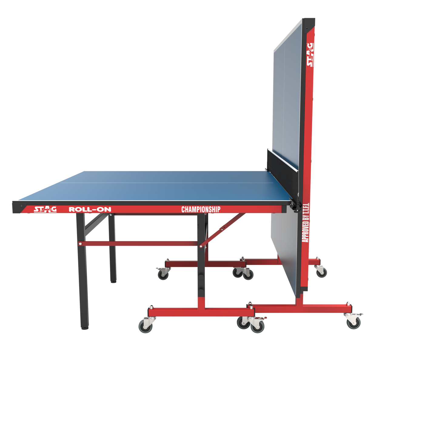 STAG GLOBAL Championship Roll-On Table Tennis  TT Table – 22mm Top Thickness with 2 TT Rackets, 6 Balls, 1 Table Cover & Clamp Net