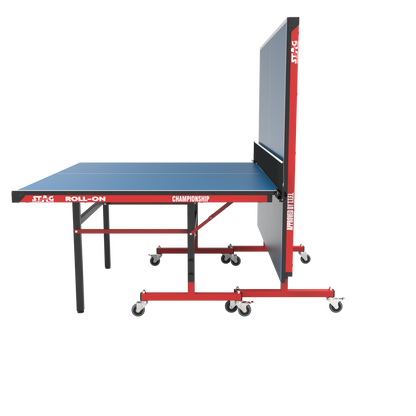 STAG GLOBAL Championship Roll-On Table Tennis  TT Table – 22mm Top Thickness with 2 TT Rackets, 6 Balls, 1 Table Cover & Clamp Net