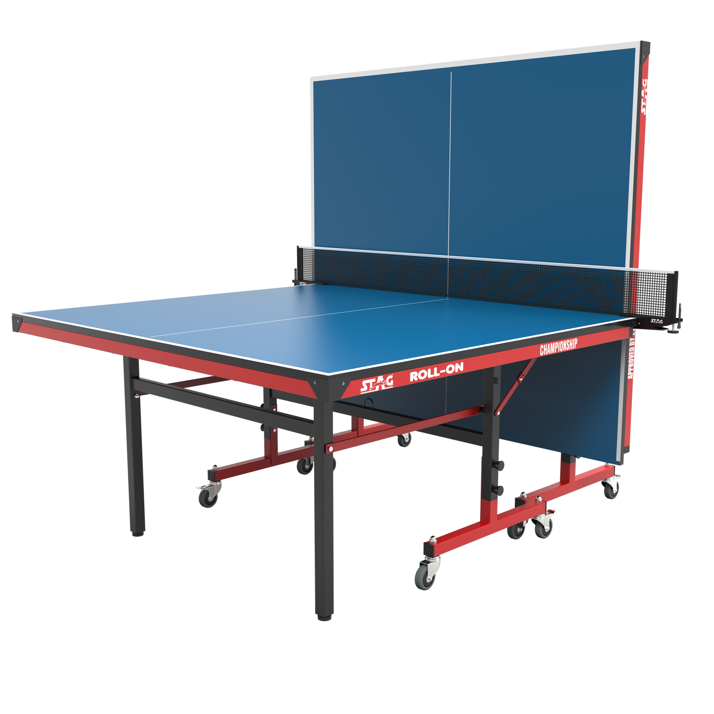 STAG GLOBAL Championship Roll-On Table Tennis  TT Table – 22mm Top Thickness with 2 TT Rackets, 6 Balls, 1 Table Cover & Clamp Net