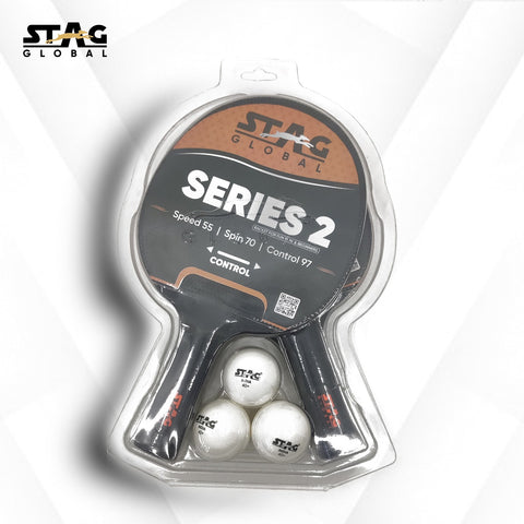 STAG GLOBAL Series 2 Table Tennis Playset | 2 Racquets & 3 Balls | Beginner & Recreational Use
