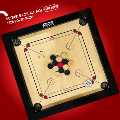 STAG GLOBAL Midi Carrom Board Set | 20x20 Inch with Coins | Striker & Powder | Smooth Finish – alternate view