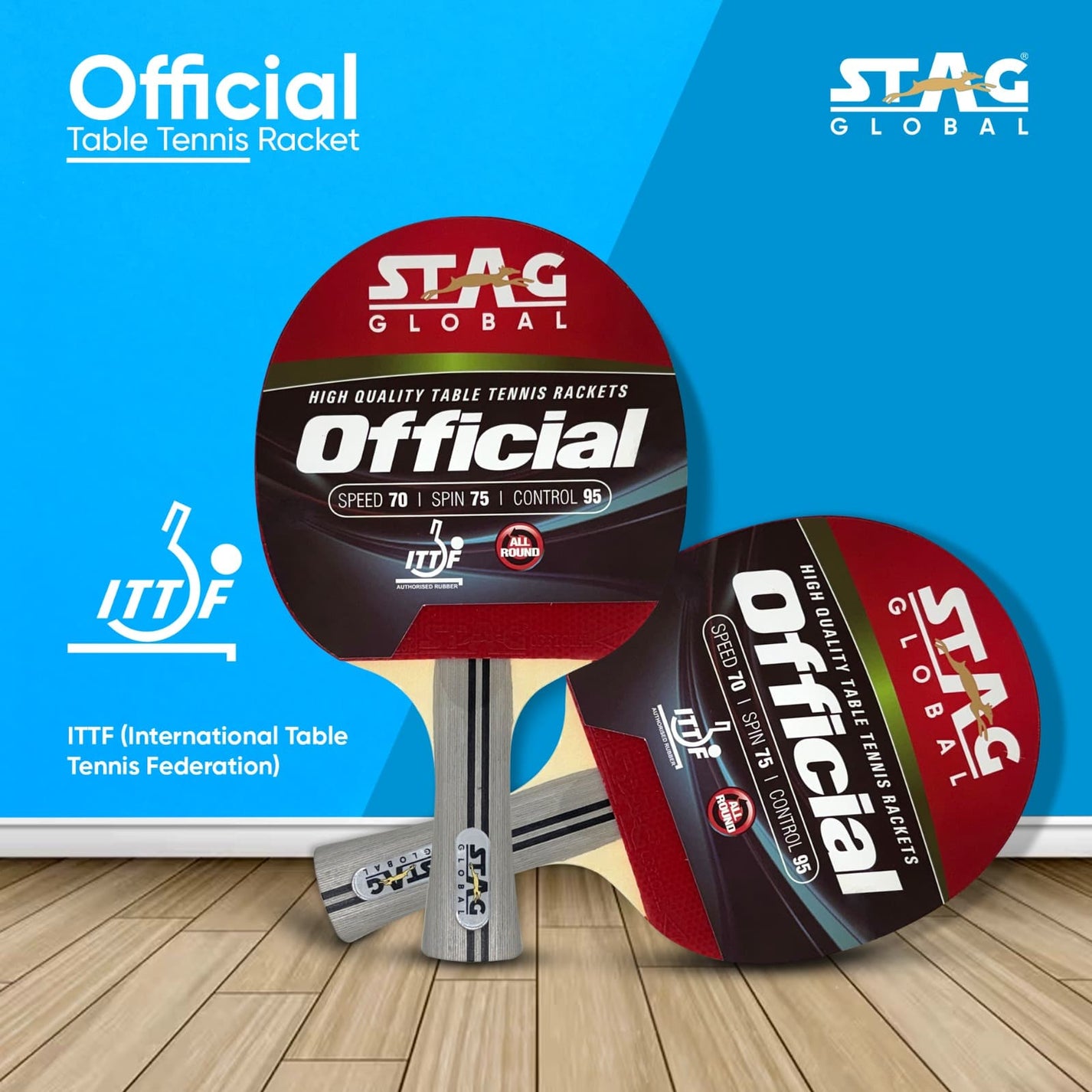 STAG GLOBAL Official Table Tennis Racket | ITTF Approved Rubber | Prof ...
