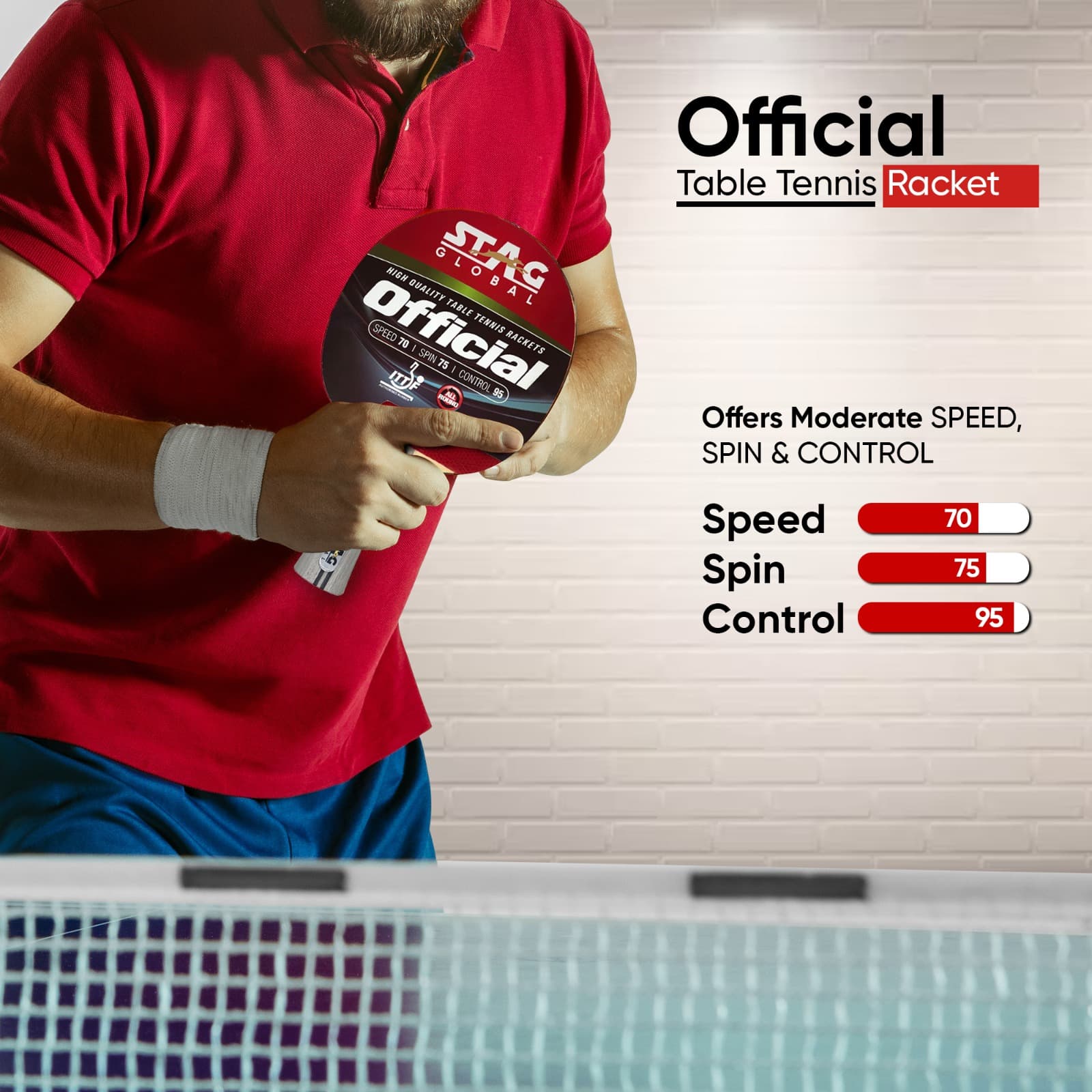Stag Control Racket STAG GLOBAL Official Table Tennis Racket | ITTF Approved Rubber | Prof ...