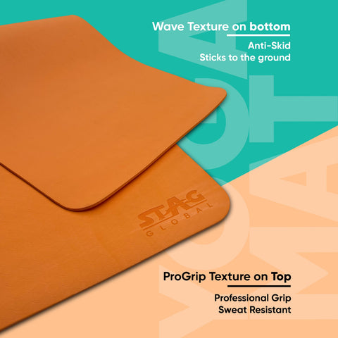 STAG GLOBAL Yoga Mantra Plain Orange Mat With Strap, 6MM Thickness – alternate view