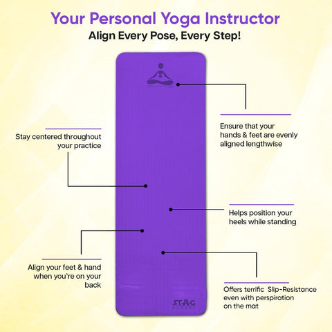 STAG GLOBAL Yoga Mantra PlainMat With Bag | Thickness - 6MM | Dual-Sided Texture Mat – alternate view