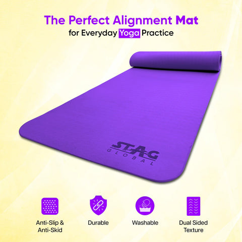 STAG GLOBAL Yoga Mantra Plain Purple Mat With Bag, 4MM Thickness – alternate view
