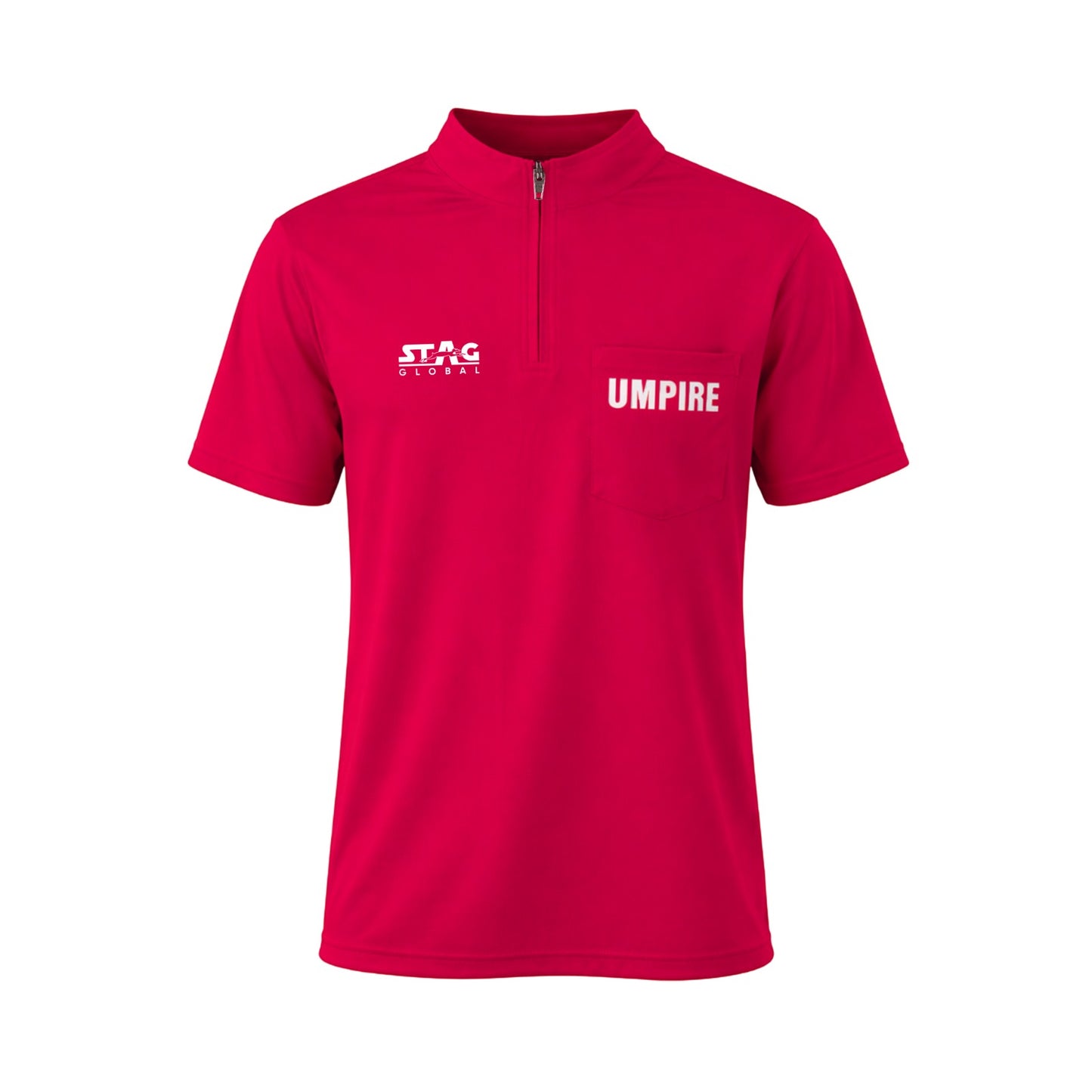 STAG GLOBAL Umpire T-Shirt | Zip Mock Neck | 100% Polyester | Breathable Polyester