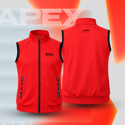 STAG GLOBAL Apex Men’s Sleeveless Track Jacket | Athletic Fit | Professional Sports & Training Vest | Smooth Zip Closure