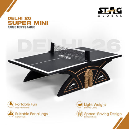 STAG GLOBAL Delhi 26 Supermini Table Tennis Table | 12mm Premium Plywood Surface | Fun Table