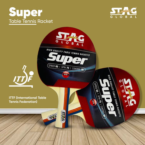 STAG GLOBAL Super Table Tennis Racket |  Speed 65 |  Spin 75 |  Control 95 | ITTF Approved Rubber – alternate view