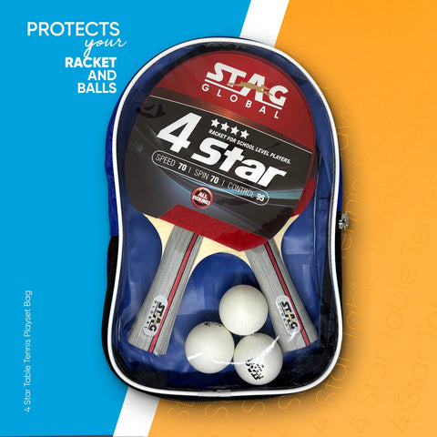 STAG GLOBAL 4 star Table Tennis Playset | 2 Racket with 3 Balls | ITTF Approved |  Complete Beginner Set – alternate view