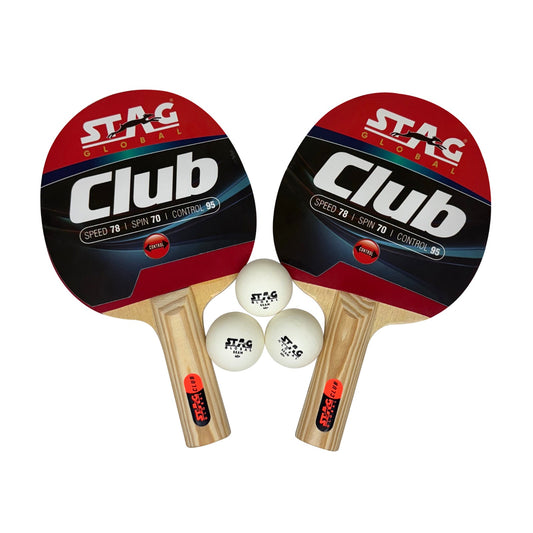 STAG GLOBAL Club Table Tennis Playset | 2 Racket, 3 Balls and 1 Cover | Portable And Lightweight