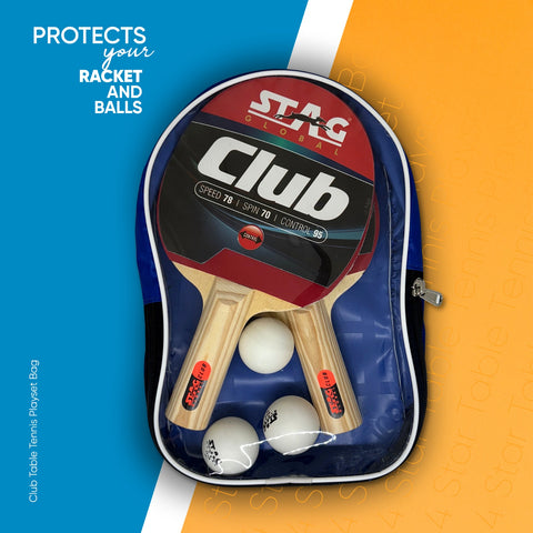 STAG GLOBAL Club Table Tennis Playset | 2 Racket, 3 Balls and 1 Cover | Portable And Lightweight – alternate view