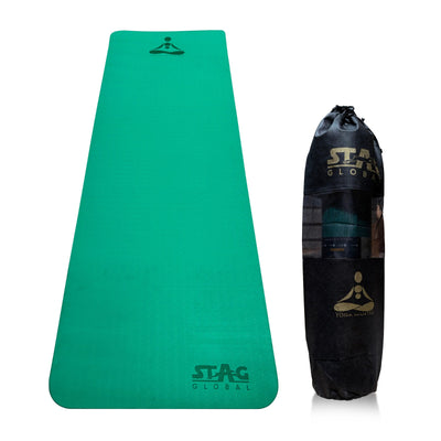 STAG GLOBAL Yoga Mantra Plain Mat 6mm With Bag | Dual-Sided Texture Mat for Everyday Yoga Practice
